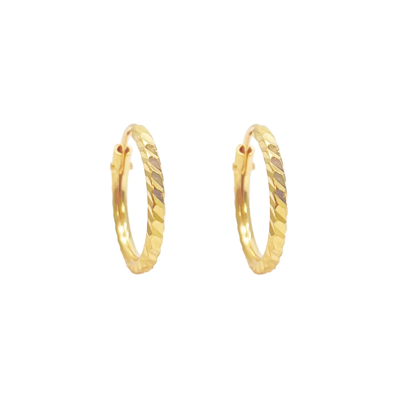22ct Gold Hoops Diamond Cut High Polished Earrings 10.5mm Diameter  Gold earring