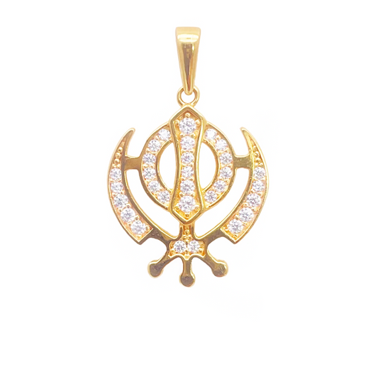 22ct Gold Khanda Pendant Cubic Zirconia High Polished (18.1 x 14.5mm) 