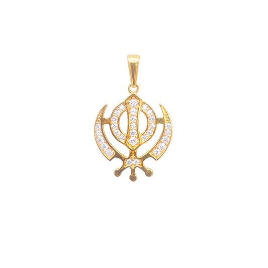 22ct Gold Khanda Pendant High Polished Cubic Zirconia (14.3 x 11.1mm) 