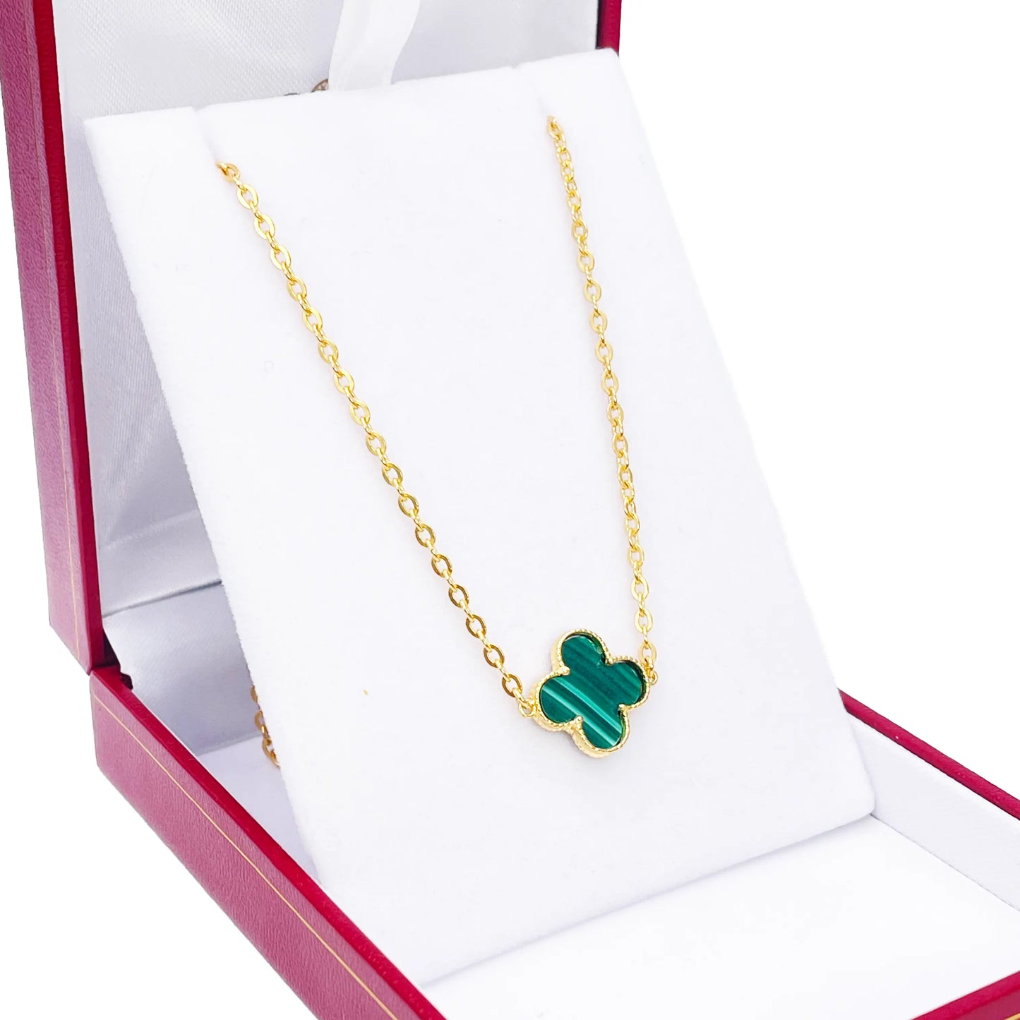 22ct Gold Malachite Flower Necklace - 17-18 Inches - 13.5mm Width 
