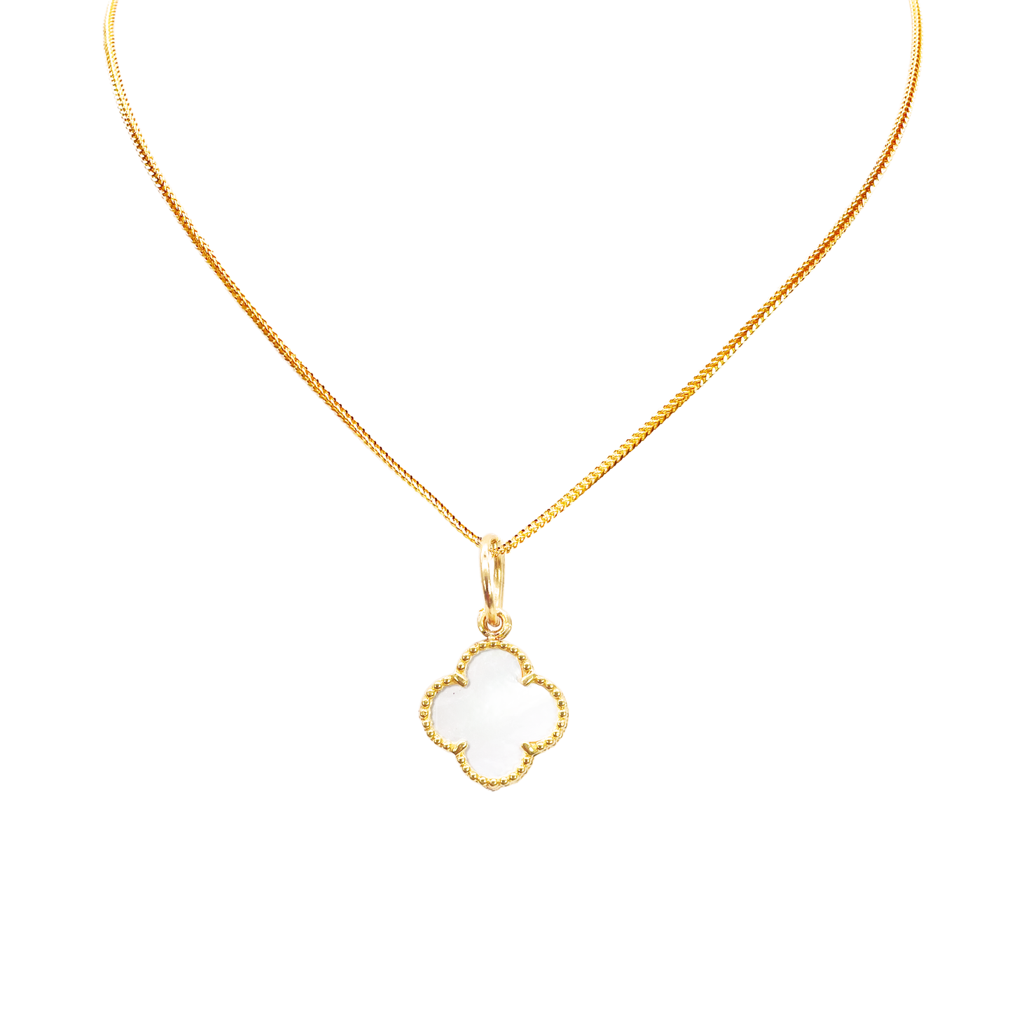 22ct Gold Mother Of Pearl Clover Pendant - 13mm Width 