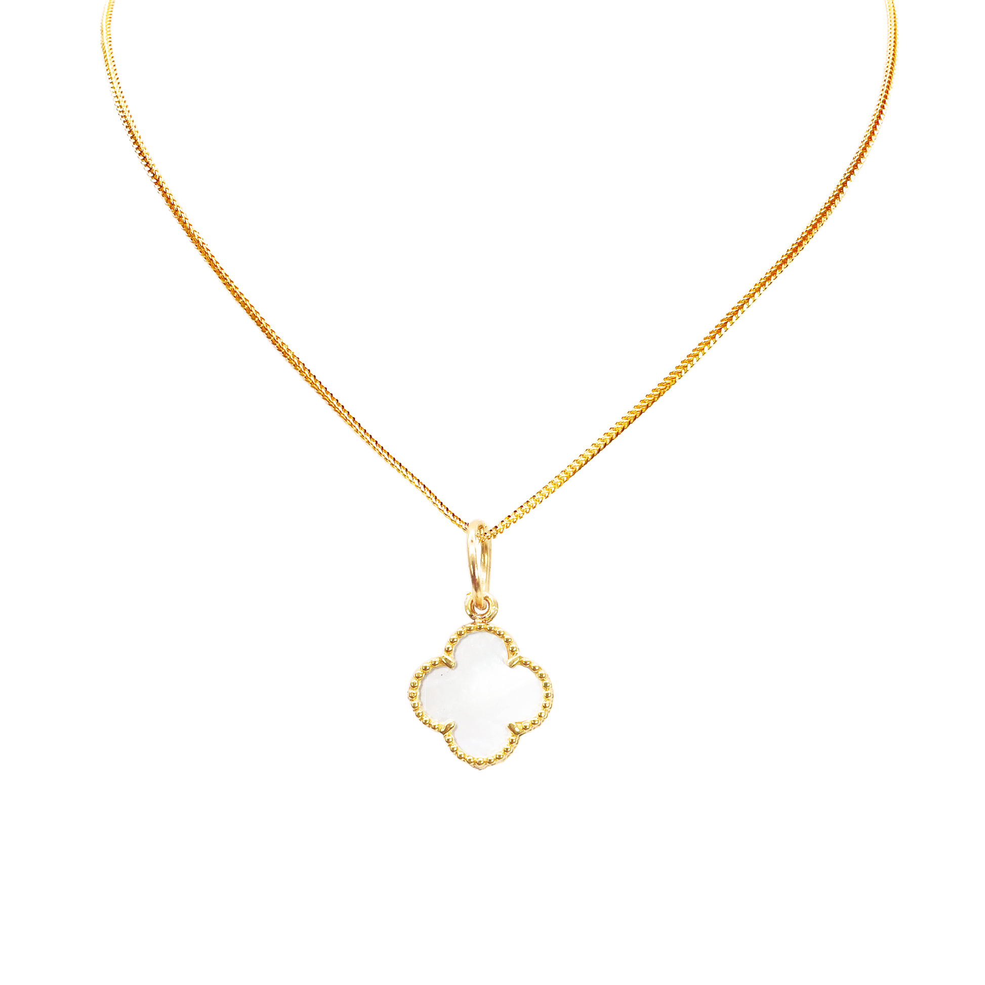 22ct Gold Mother Of Pearl Clover Pendant - 13mm Width 