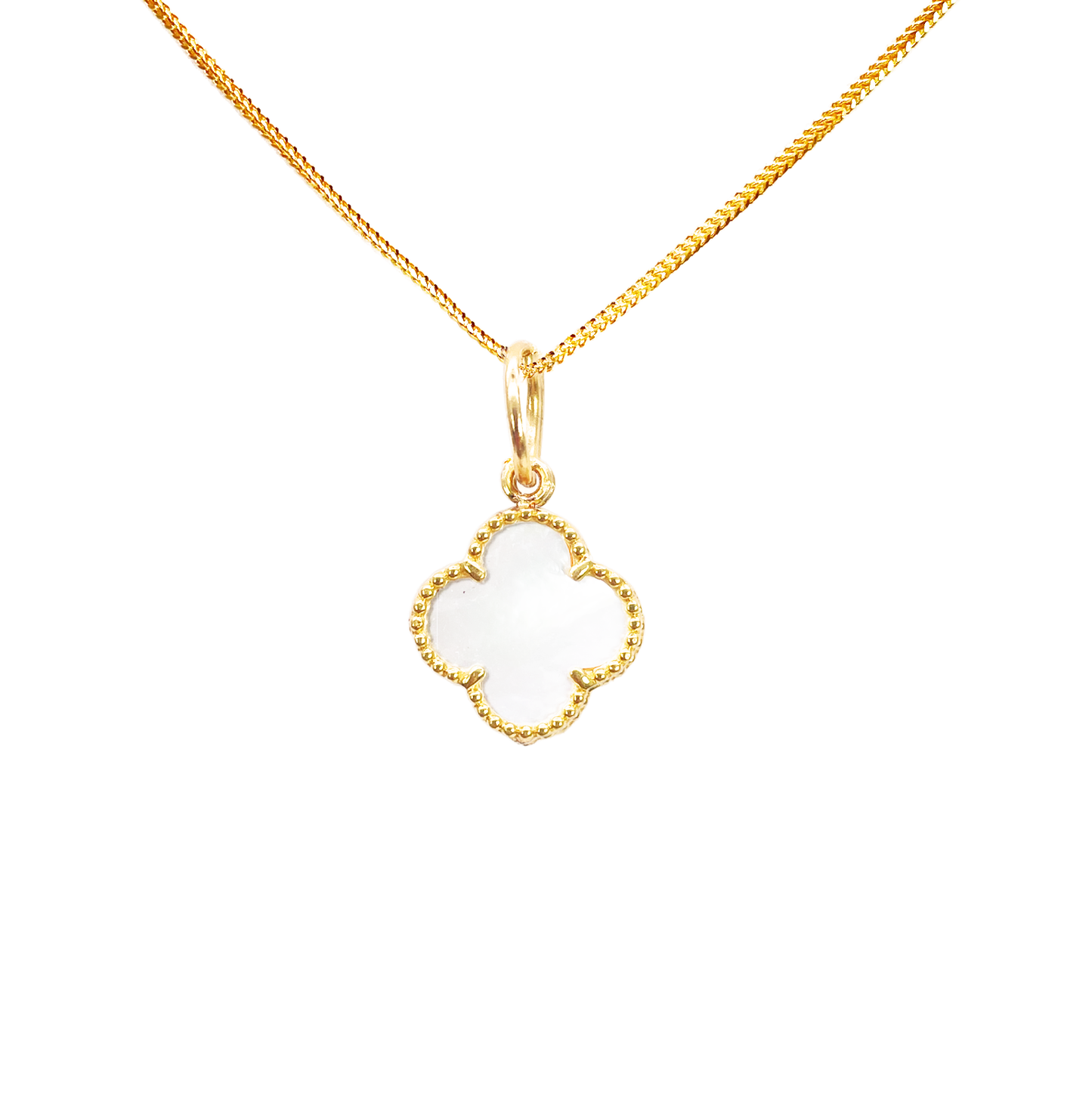 22ct Gold Mother Of Pearl Clover Pendant - 13mm Width 