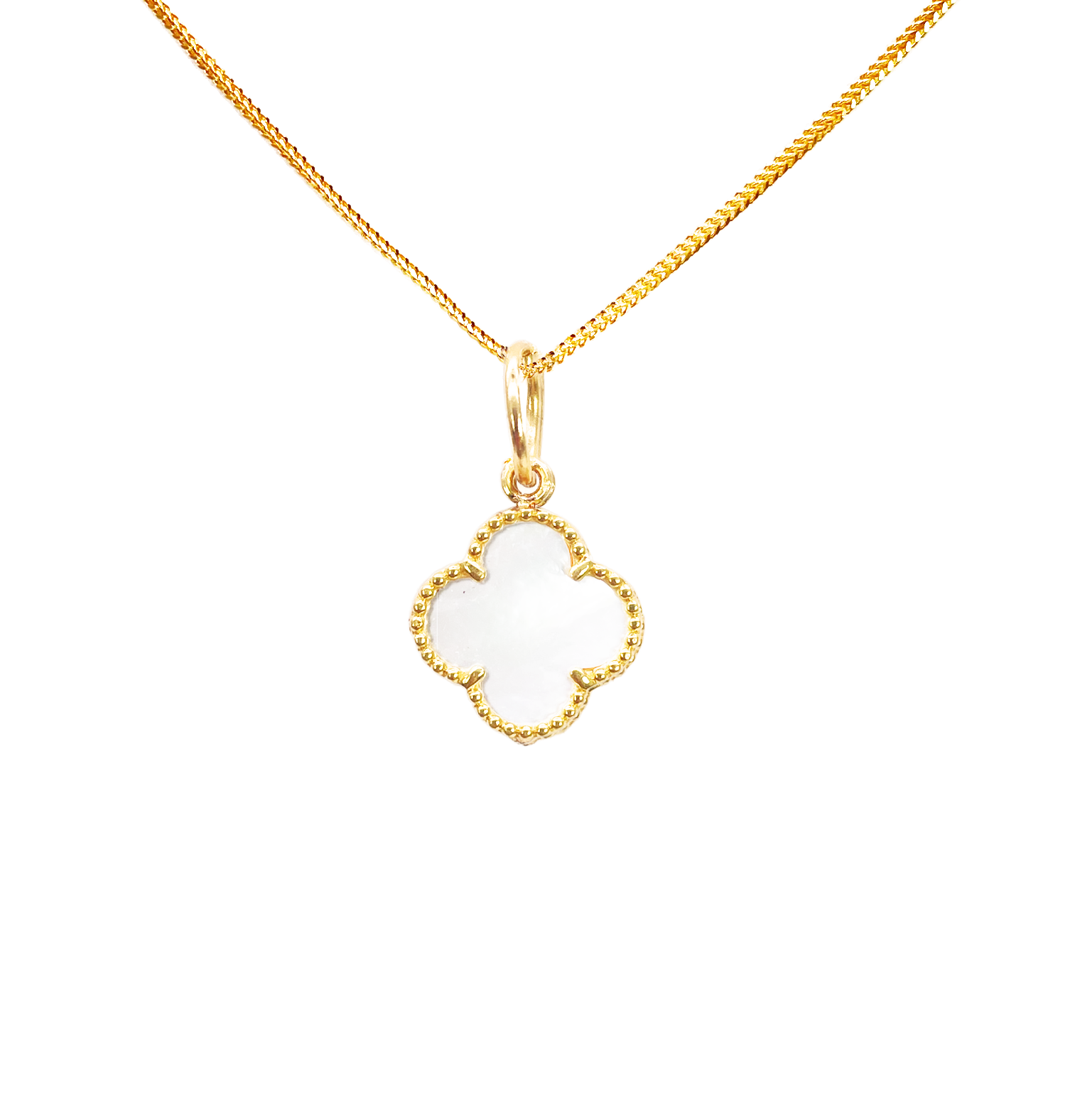 22ct Gold Mother Of Pearl Clover Pendant - 13mm Width 