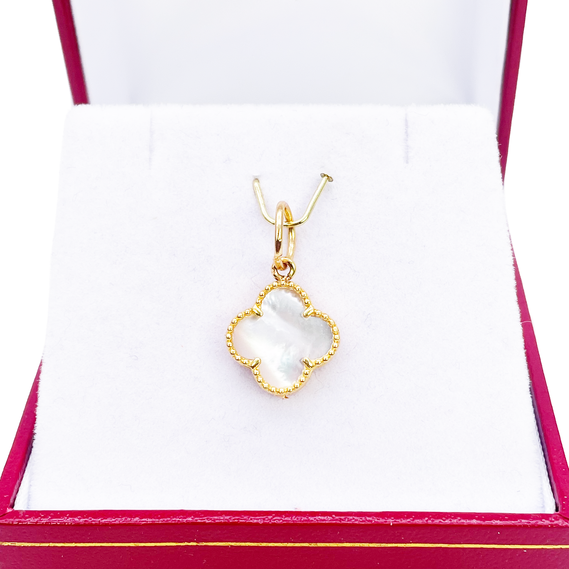 22ct Gold Mother Of Pearl Clover Pendant - 13mm Width 