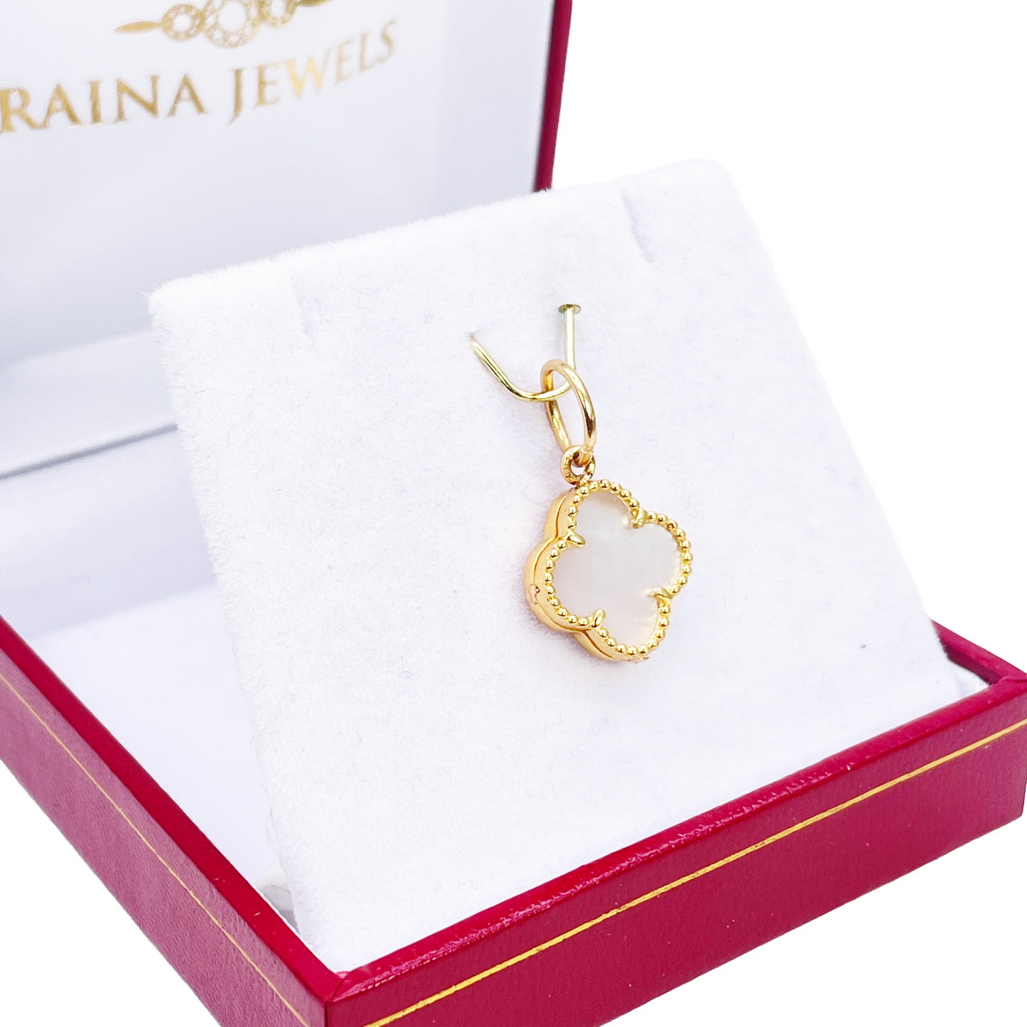 22ct Gold Mother Of Pearl Clover Pendant - 13mm Width 