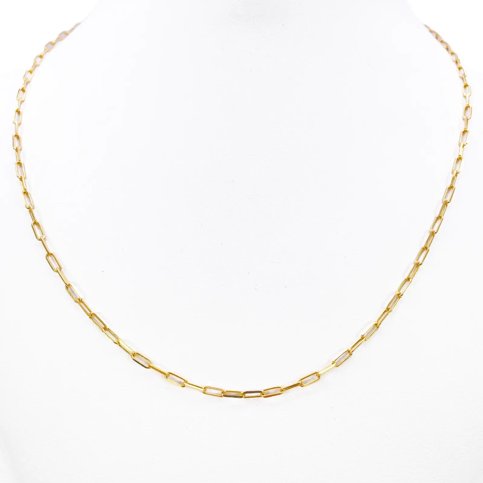 22ct Gold Paper Clip Link Necklace High Polished 19 Inches 2mm Wide 