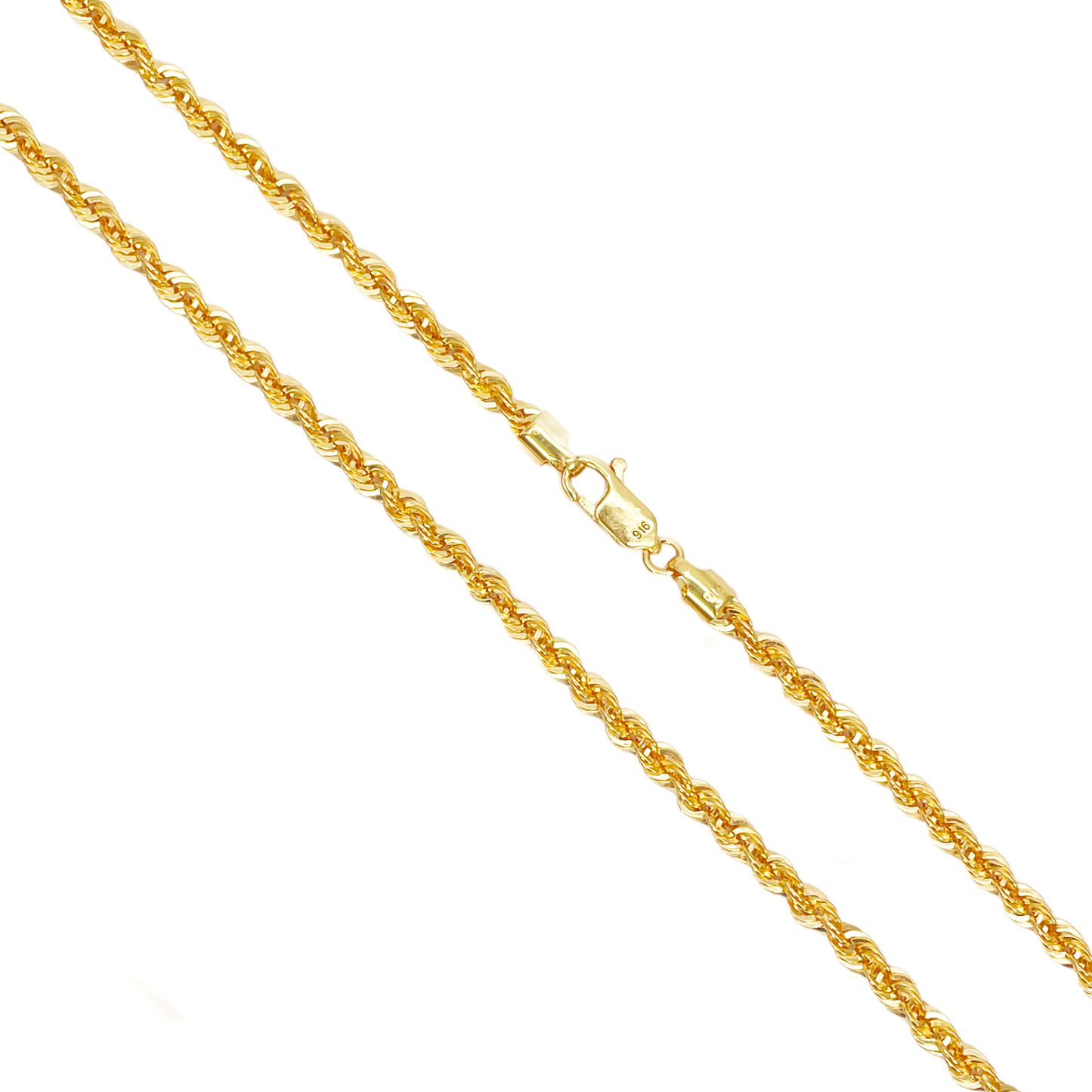 22ct Gold Rope Chain Lightweight Necklace 24 Inches 3 mm Width 