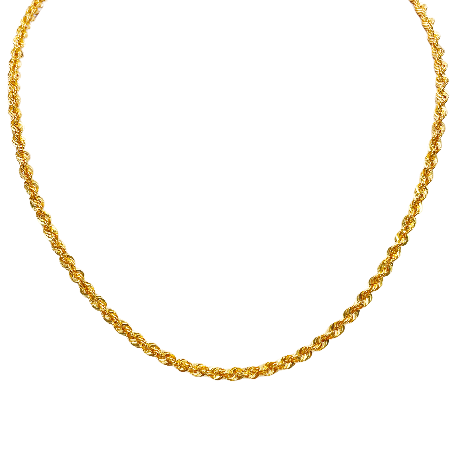 22ct Gold Rope Chain Lightweight Necklace 24 Inches 3 mm Width 