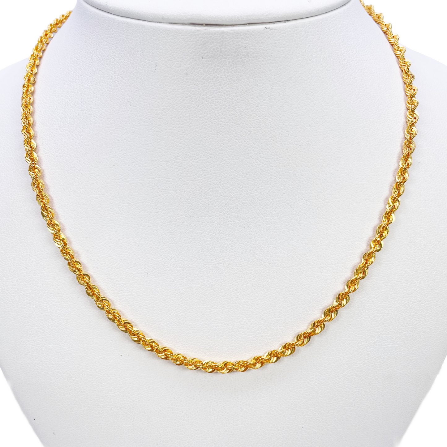 22ct Gold Rope Chain Lightweight Necklace 24 Inches 3 mm Width 