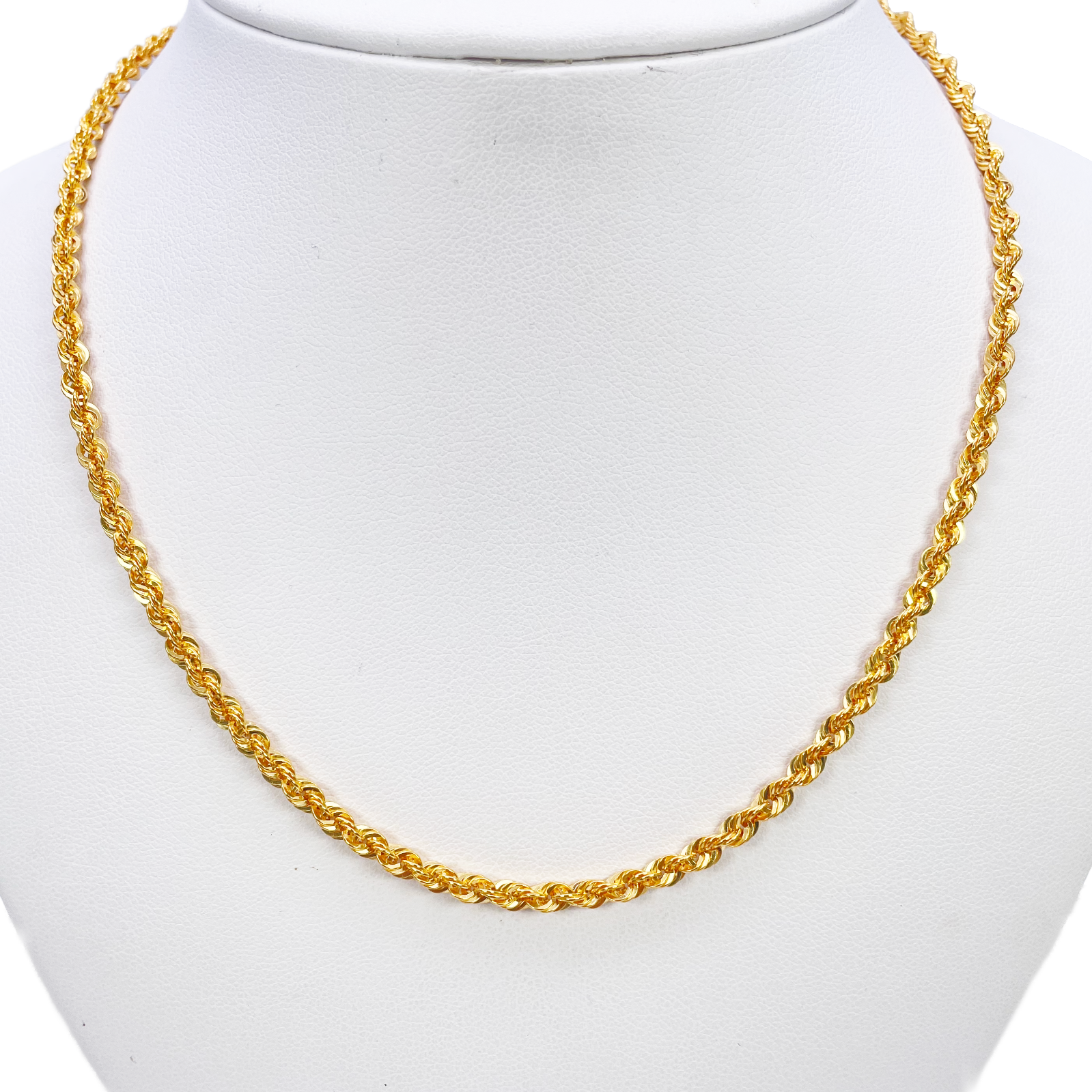 22ct Gold Rope Chain Lightweight Necklace 24 Inches 3 mm Width 