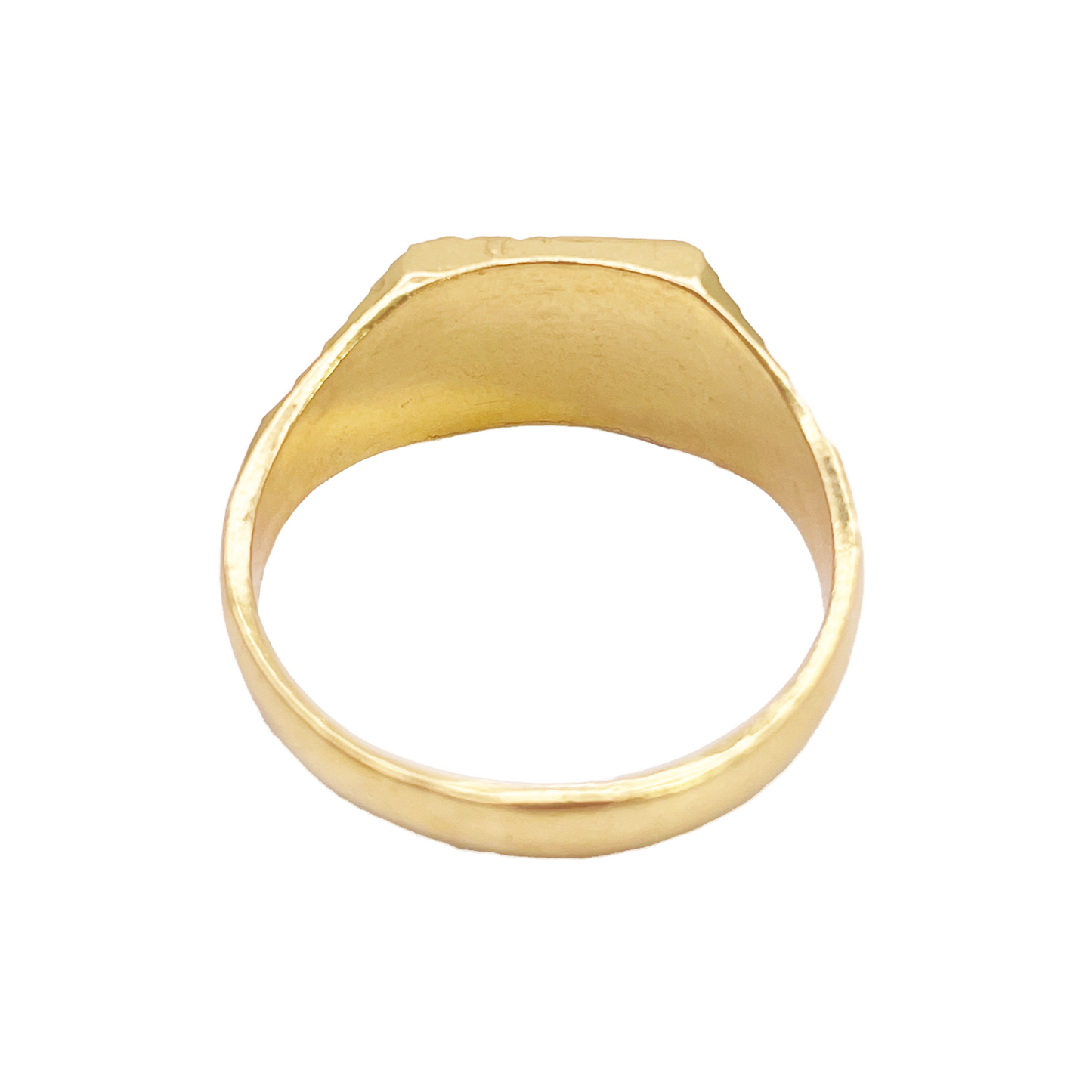 22ct Gold Square Signet Textured & High Polished Diamond Cut Ring 8.4mm Width 