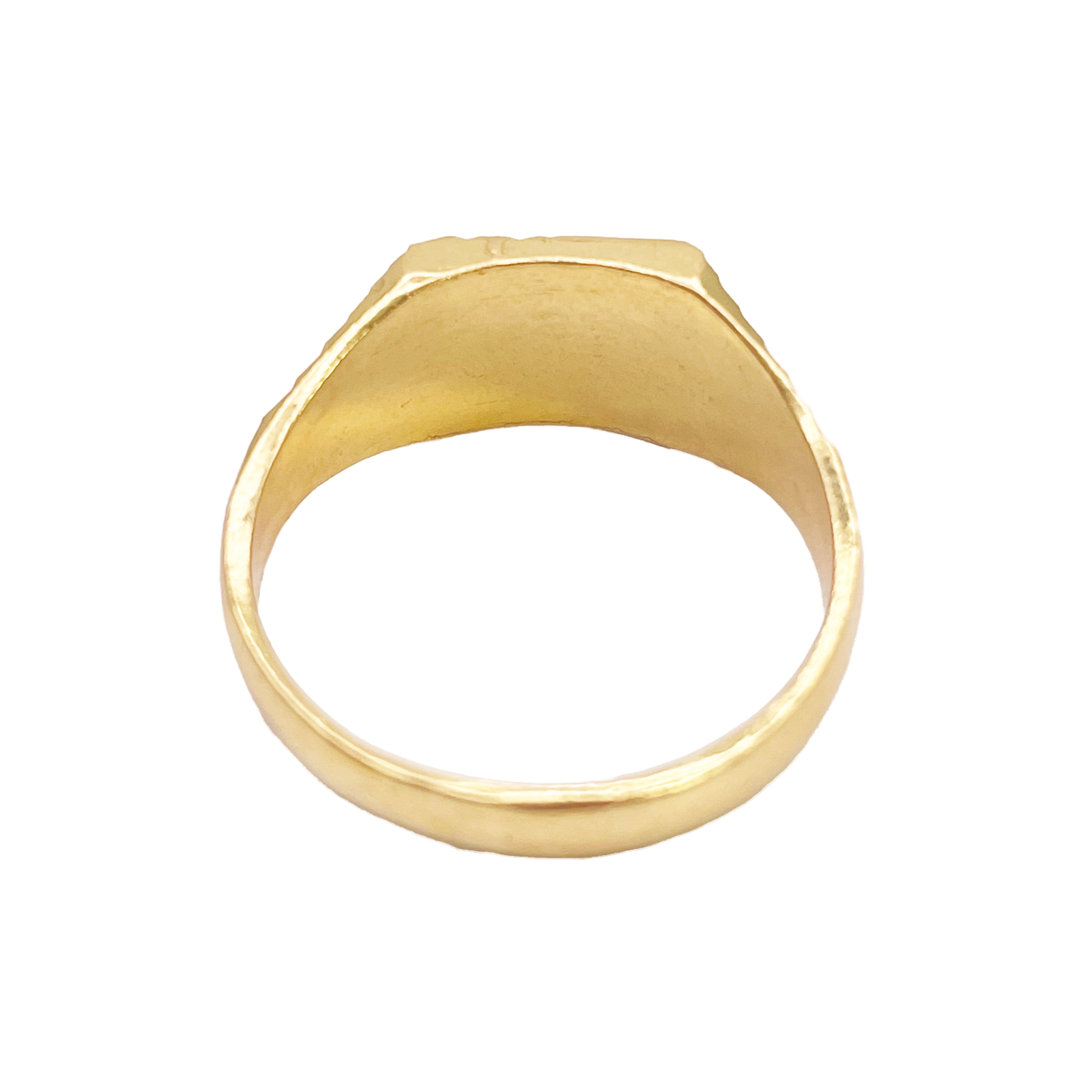 22ct Gold Square Signet Textured & High Polished Diamond Cut Ring 8.4mm Width 