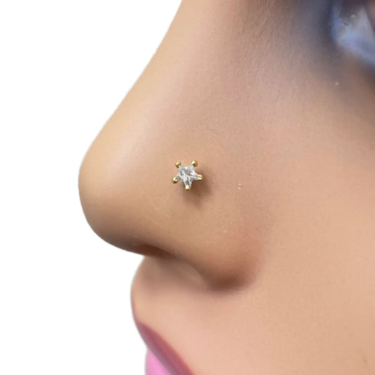 22ct Gold Star Tiny Nose Stud/Pin 3.8mm Width