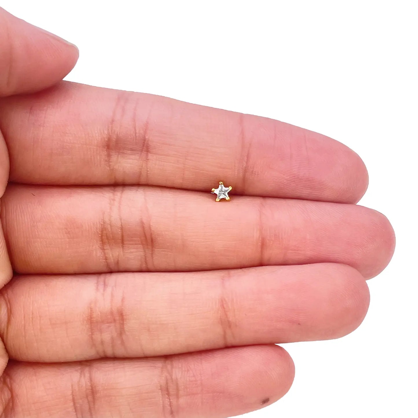 22ct Gold Star Tiny Nose Stud/Pin 3.8mm Width