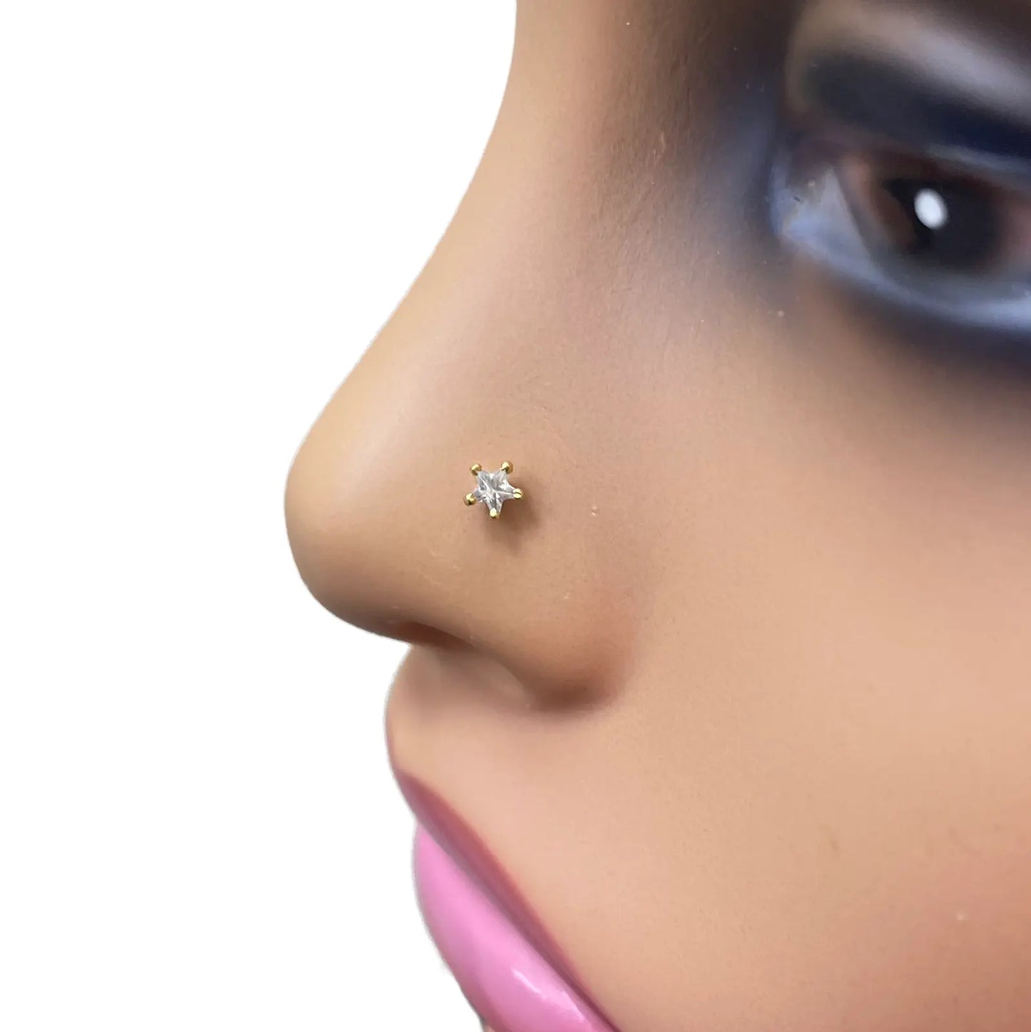 22ct Gold Star Tiny Nose Stud/Pin 3.8mm Width