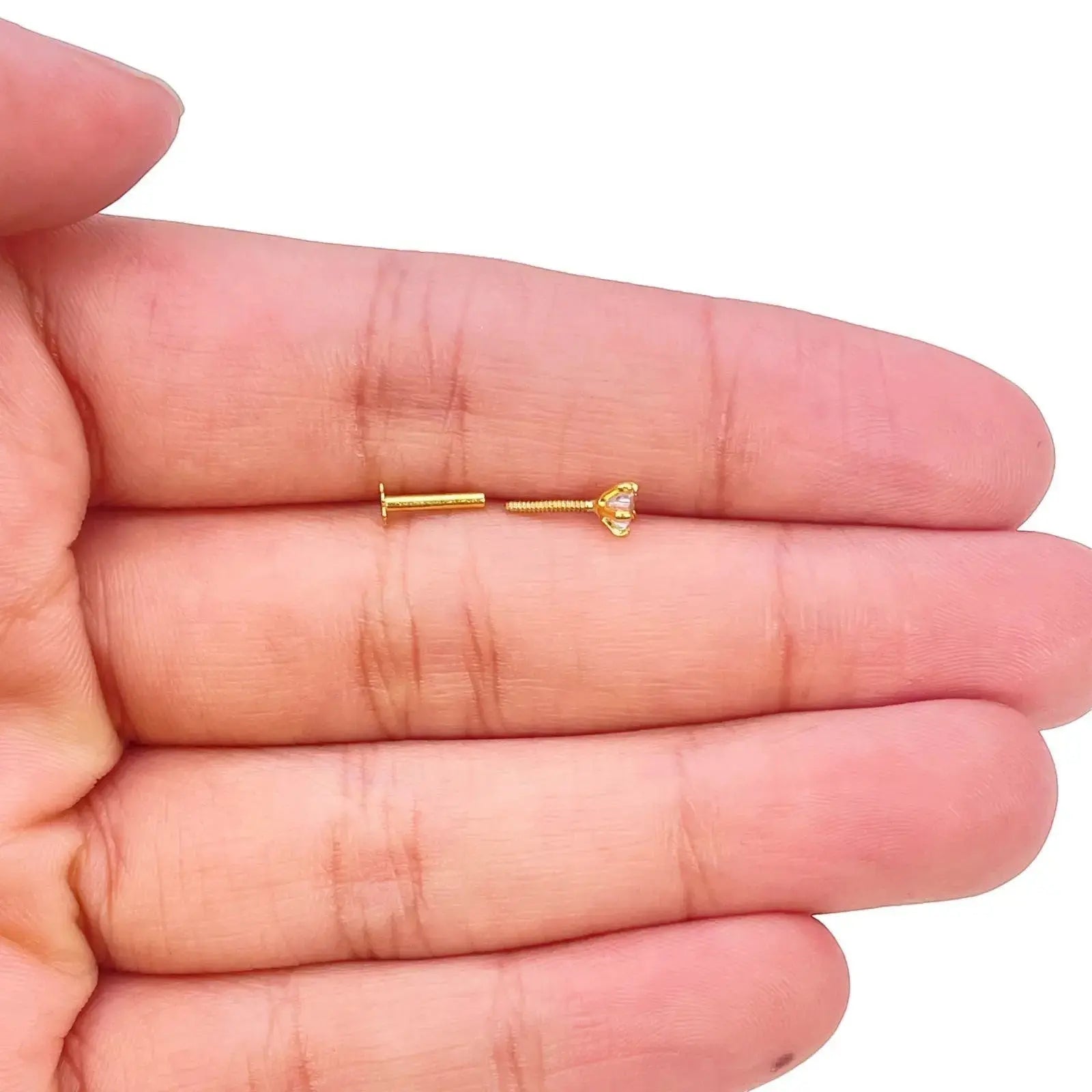 22ct Gold Star Tiny Nose Stud/Pin 3.8mm Width