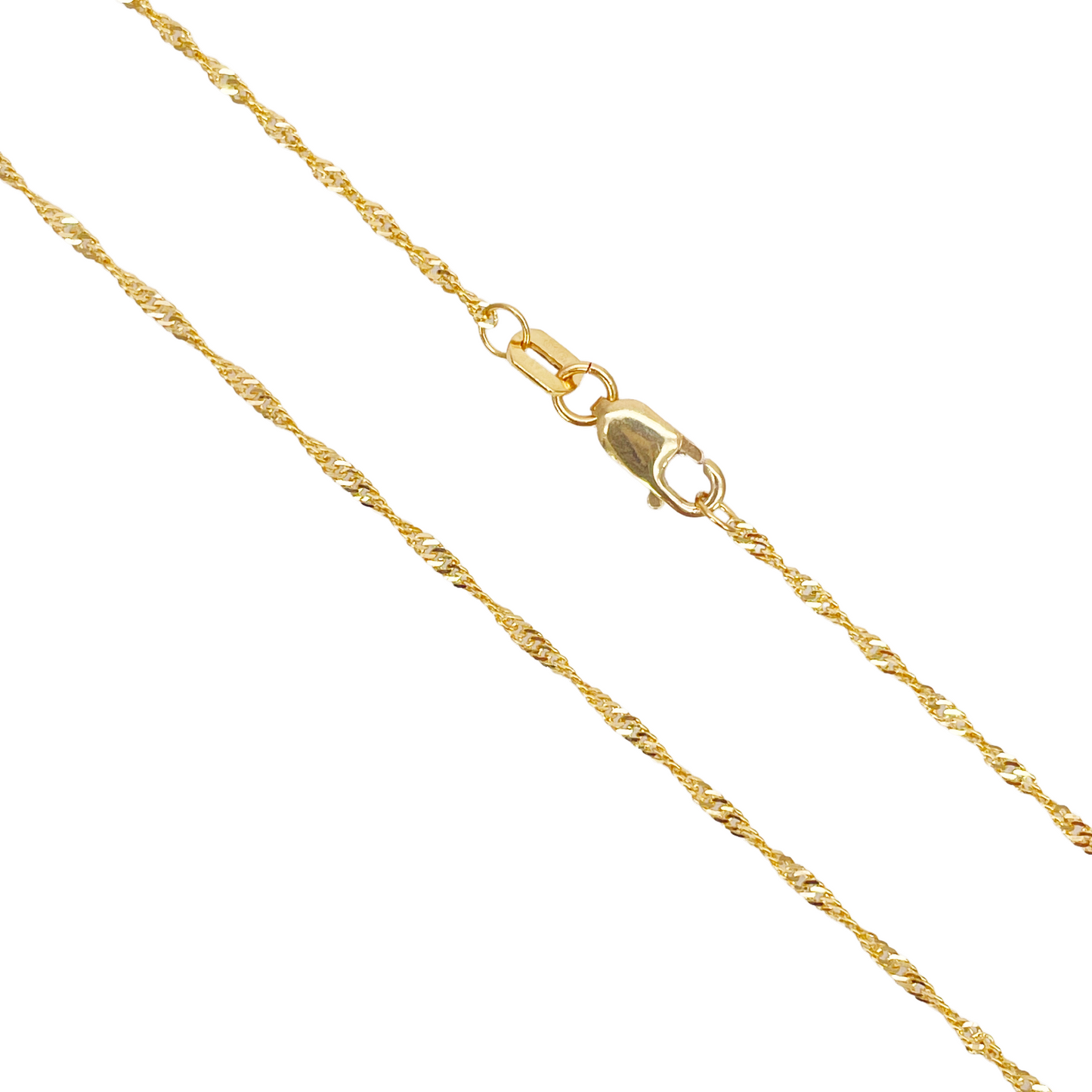 22ct Gold Twisted Chain Lightweight Fancy Ripple Necklace 16 Inches 1mm Width 