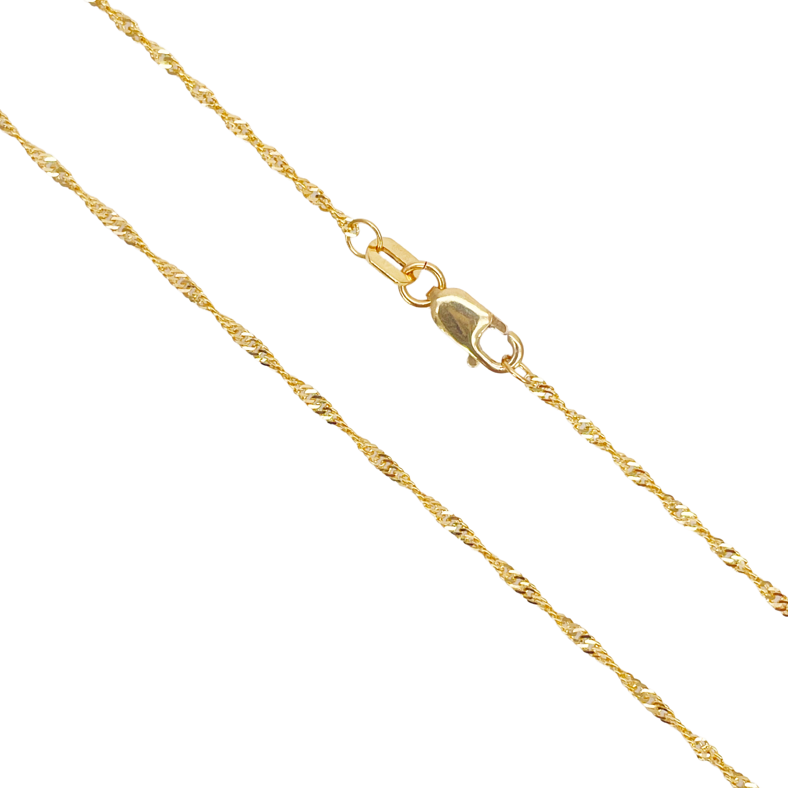 22ct Gold Twisted Chain Lightweight Fancy Ripple Necklace 16 Inches 1mm Width 