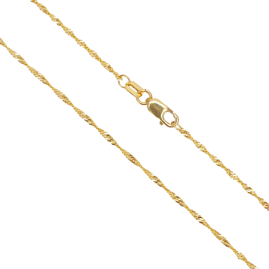 22ct Gold Twisted Chain Lightweight Fancy Ripple Necklace 16 Inches 1mm Width 