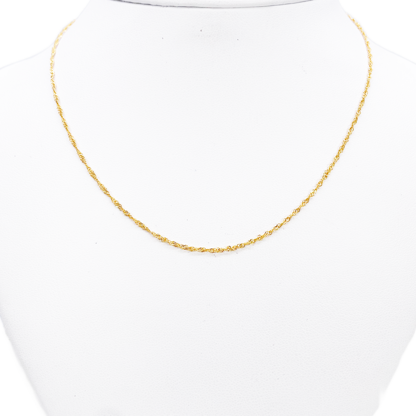 22ct Gold Twisted Chain Lightweight Fancy Ripple Necklace 16 Inches 1mm Width 