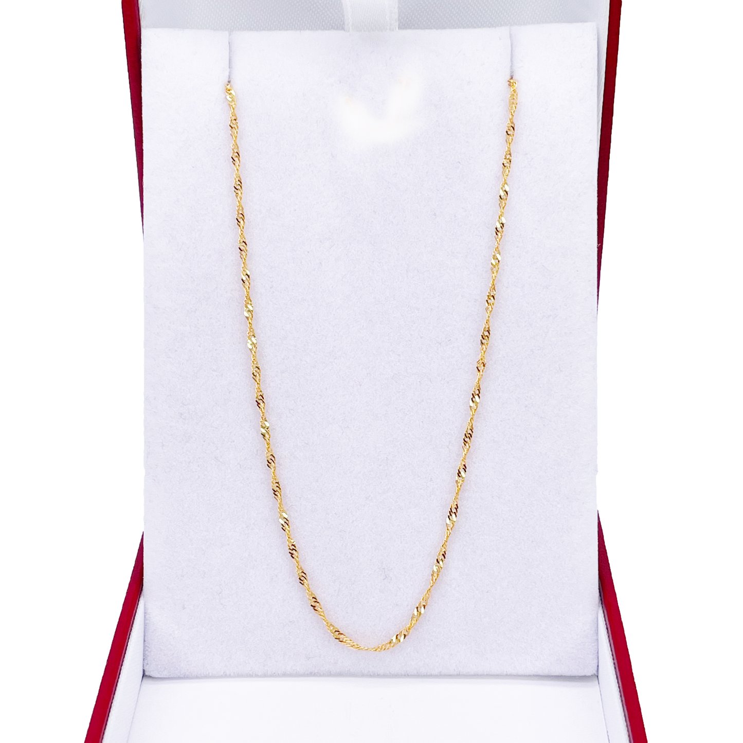 22ct Gold Twisted Chain Lightweight Fancy Ripple Necklace 16 Inches 1mm Width 