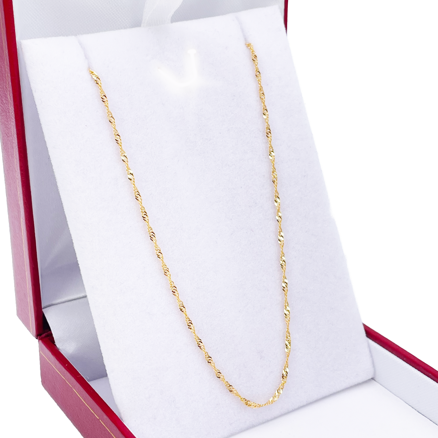 22ct Gold Twisted Chain Lightweight Fancy Ripple Necklace 16 Inches 1mm Width 