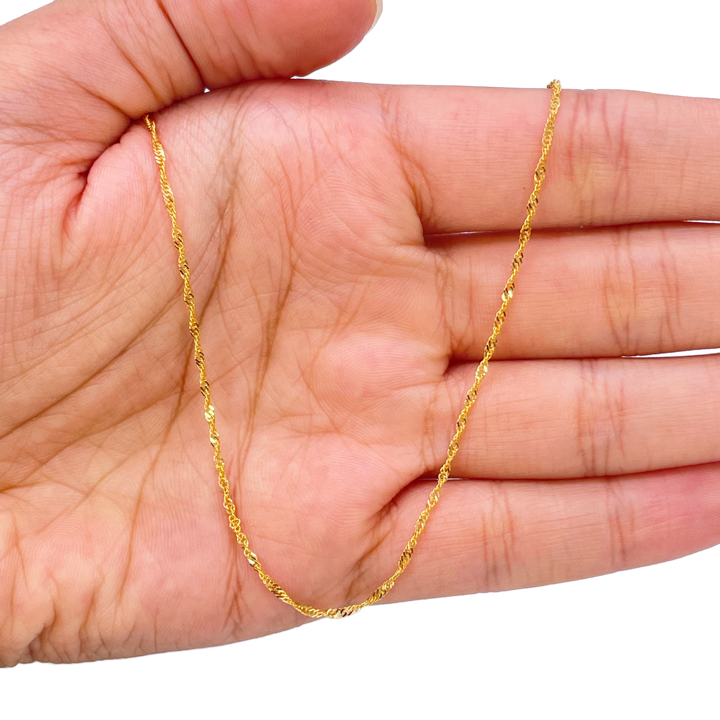 22ct Gold Twisted Chain Lightweight Fancy Ripple Necklace 16 Inches 1mm Width 