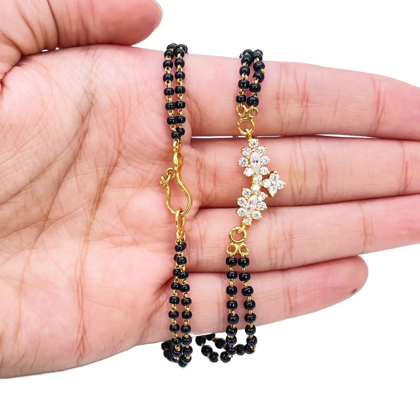 22ct Yellow Gold 2 Strand Sparkly Beaded Mangalsutra Necklace 16Inches  Mangalsutra Chains