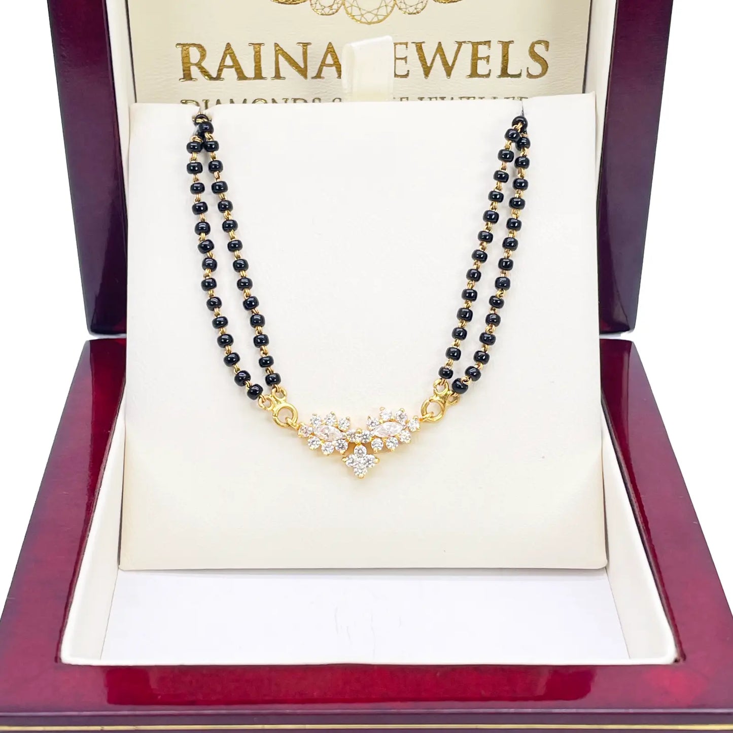 22ct Yellow Gold 2 Strand Sparkly Beaded Mangalsutra Necklace 16Inches  Mangalsutra Chains