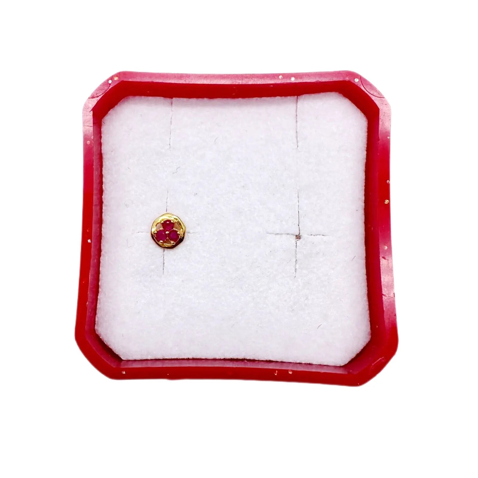 22ct Yellow Gold 3 Stone Ruby Round Nose Pin Stud 5mm 