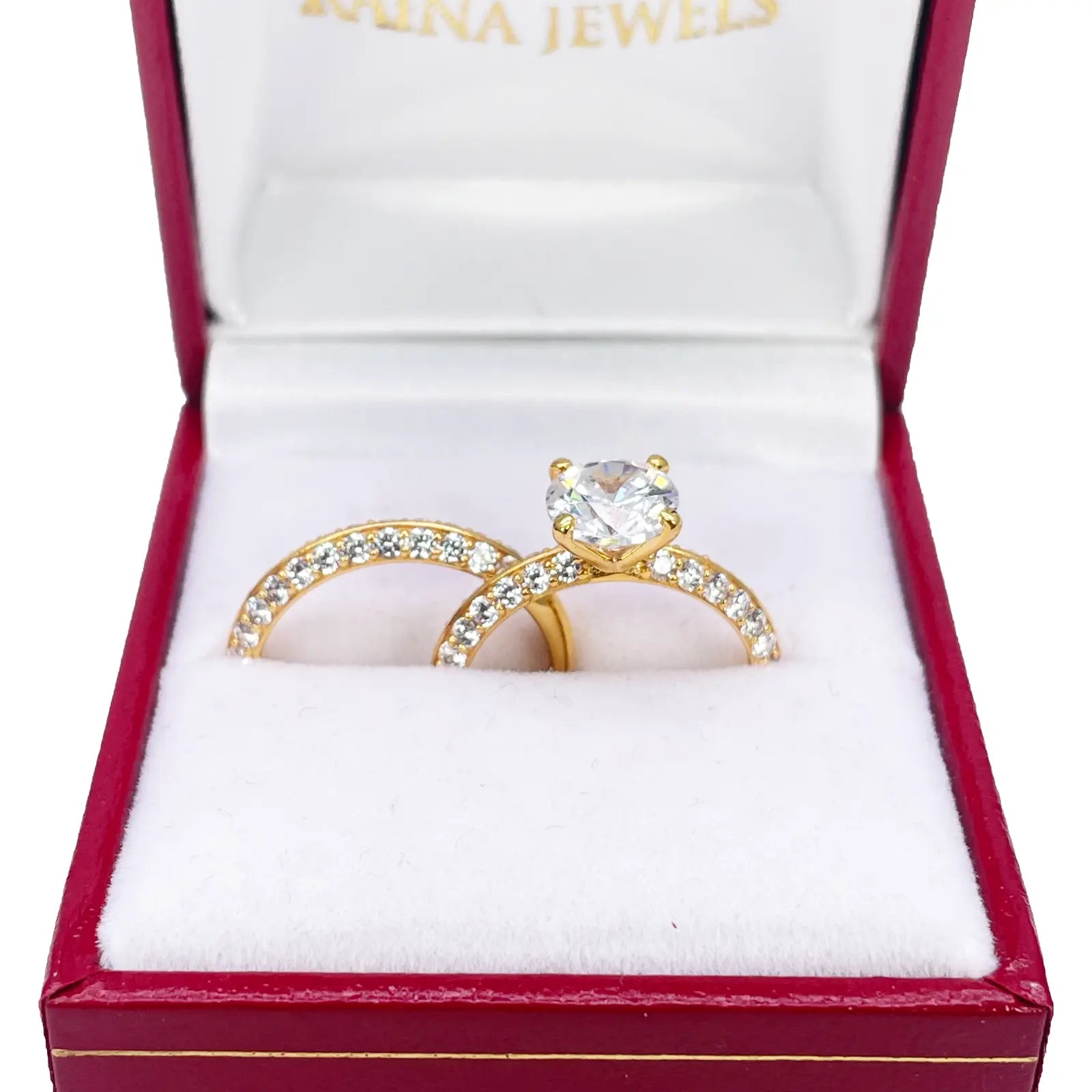 22ct Yellow Gold 4-Claw Half Eternity Engagement Ring & Matching Band 