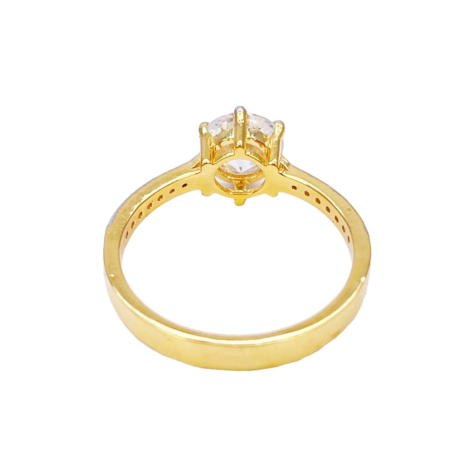 22ct Yellow Gold 6-Claw Cubic Zirconia Solitaire Ring 8 mm Width 