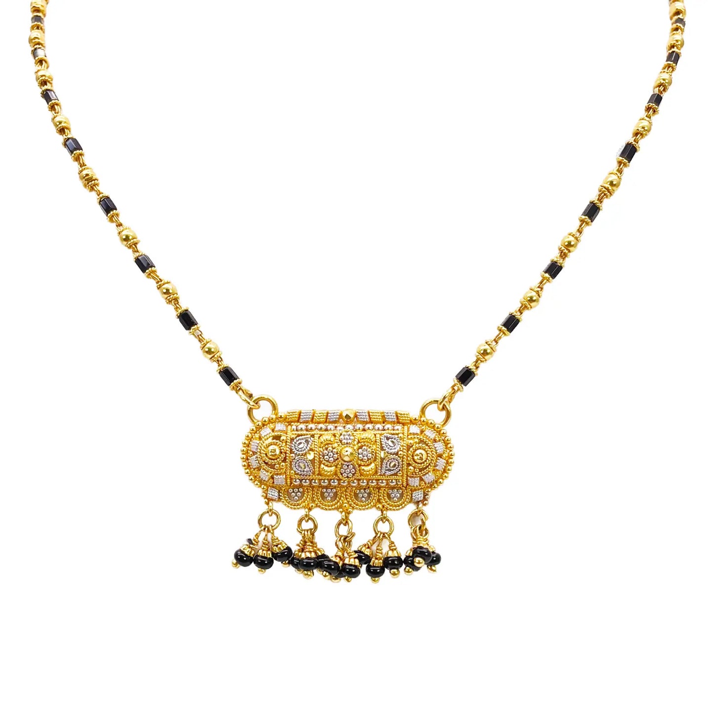 22ct Yellow Gold A Beautiful Two-Tone Traditional Indian Mangalsutra 16 inches  Mangalsutra Chains