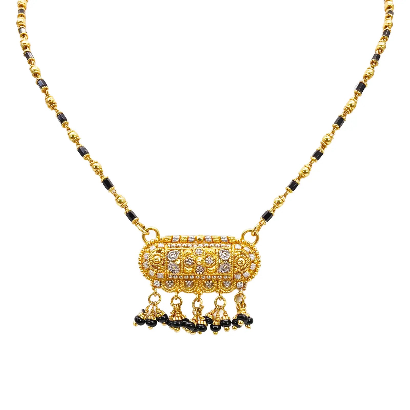 22ct Yellow Gold A Beautiful Two-Tone Traditional Indian Mangalsutra 16 inches  Mangalsutra Chains