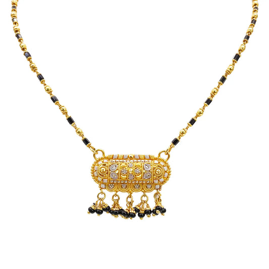 22ct Yellow Gold A Beautiful Two-Tone Traditional Indian Mangalsutra 16 inches  Mangalsutra Chains