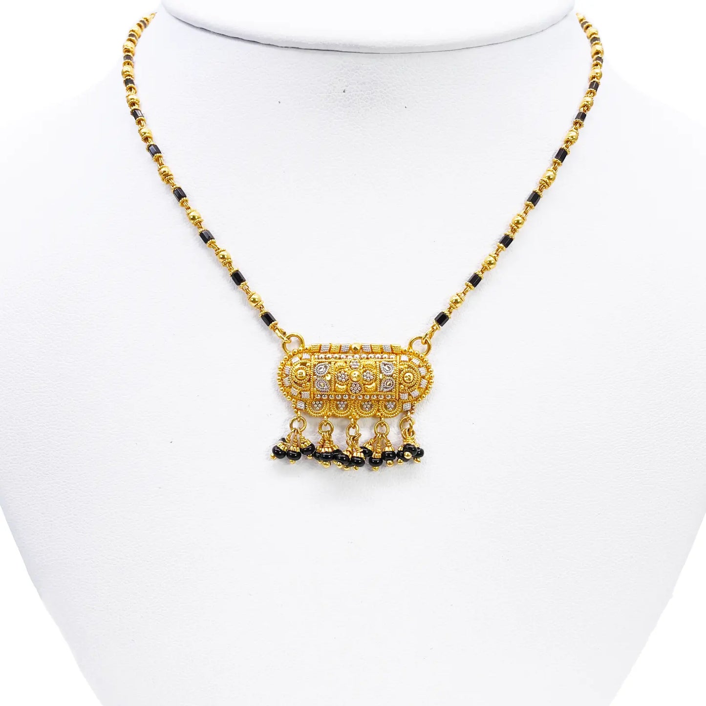 22ct Yellow Gold A Beautiful Two-Tone Traditional Indian Mangalsutra 16 inches  Mangalsutra Chains