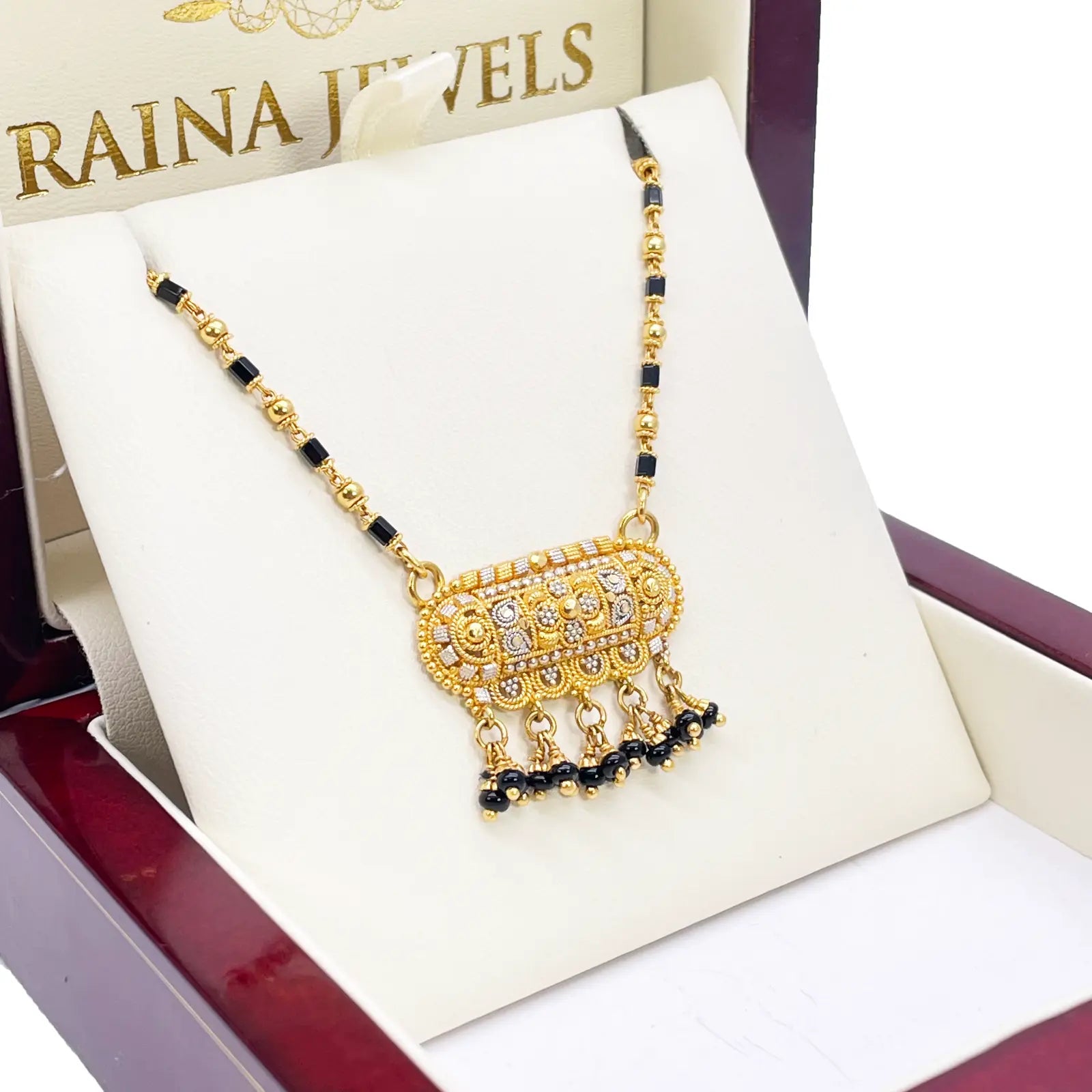 22ct Yellow Gold A Beautiful Two-Tone Traditional Indian Mangalsutra 16 inches  Mangalsutra Chains