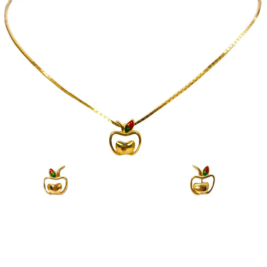 22ct Yellow Gold Baby / Childrens Necklace and Earrings Set 12.5'' inch 