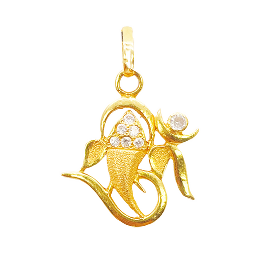 22ct Yellow Gold Beautiful High Polished & Matt Ganesha Pendant 22mm Length  Pendant