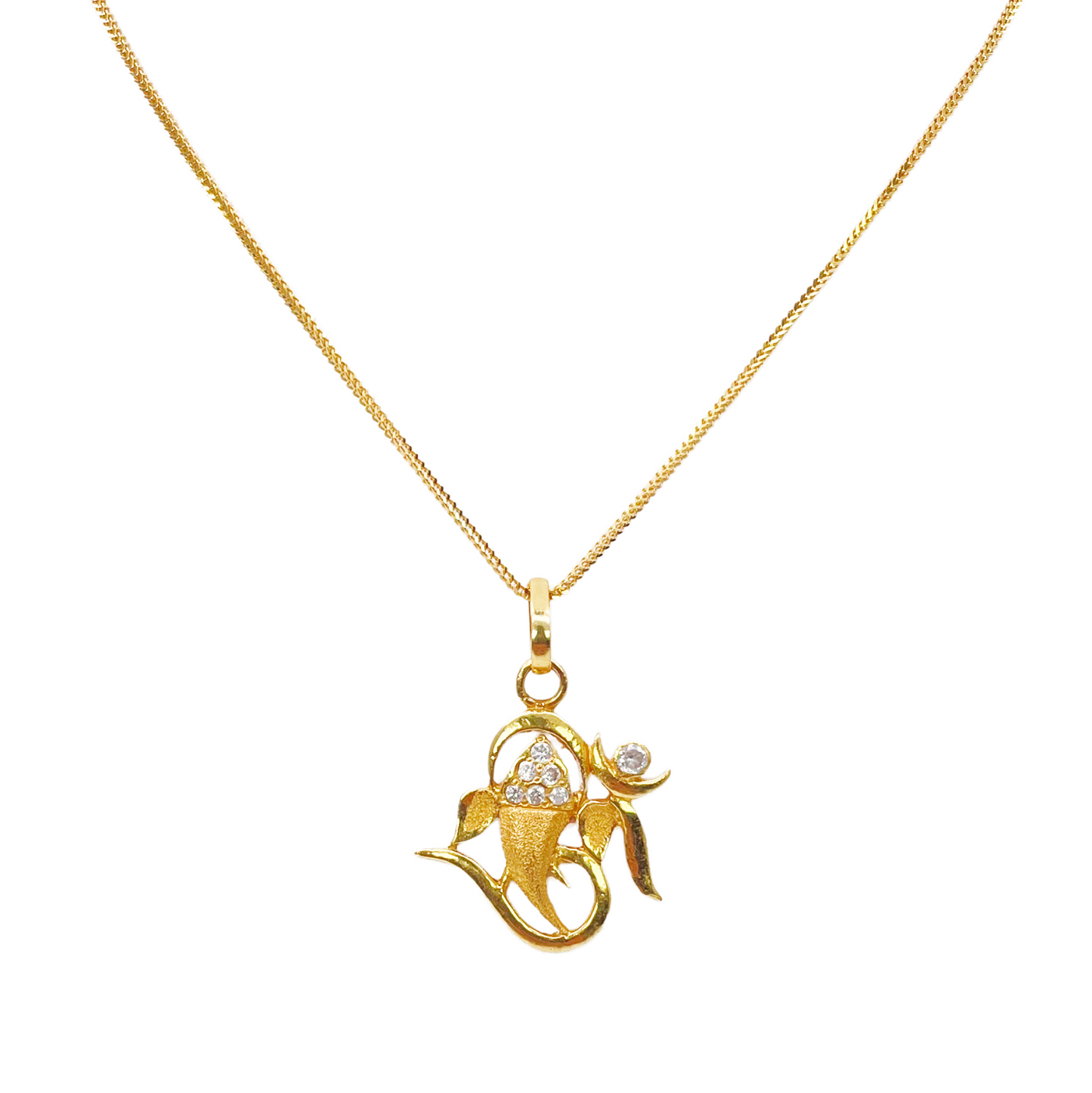 22ct Yellow Gold Beautiful High Polished & Matt Ganesha Pendant 22mm Length  Pendant