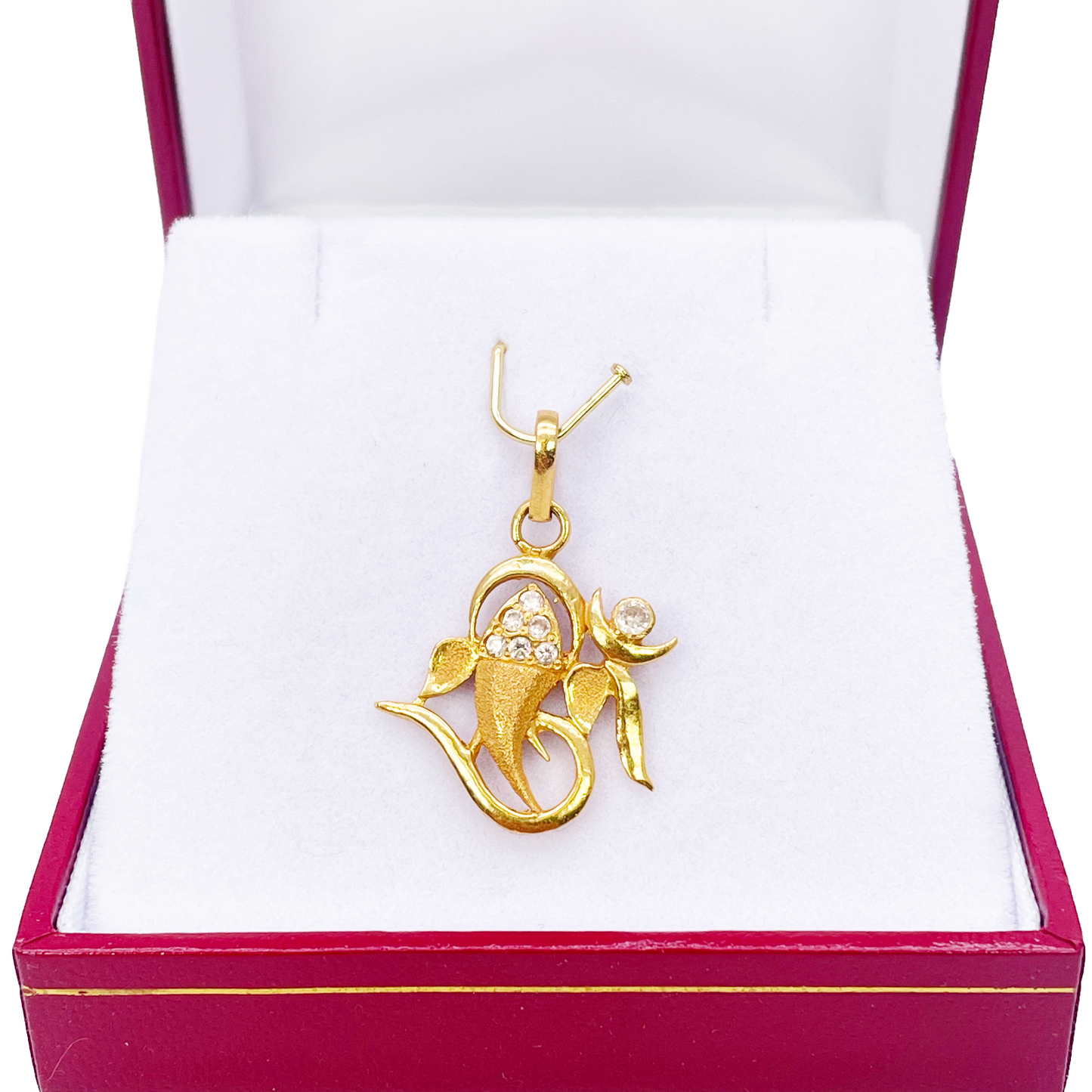 22ct Yellow Gold Beautiful High Polished & Matt Ganesha Pendant 22mm Length  Pendant