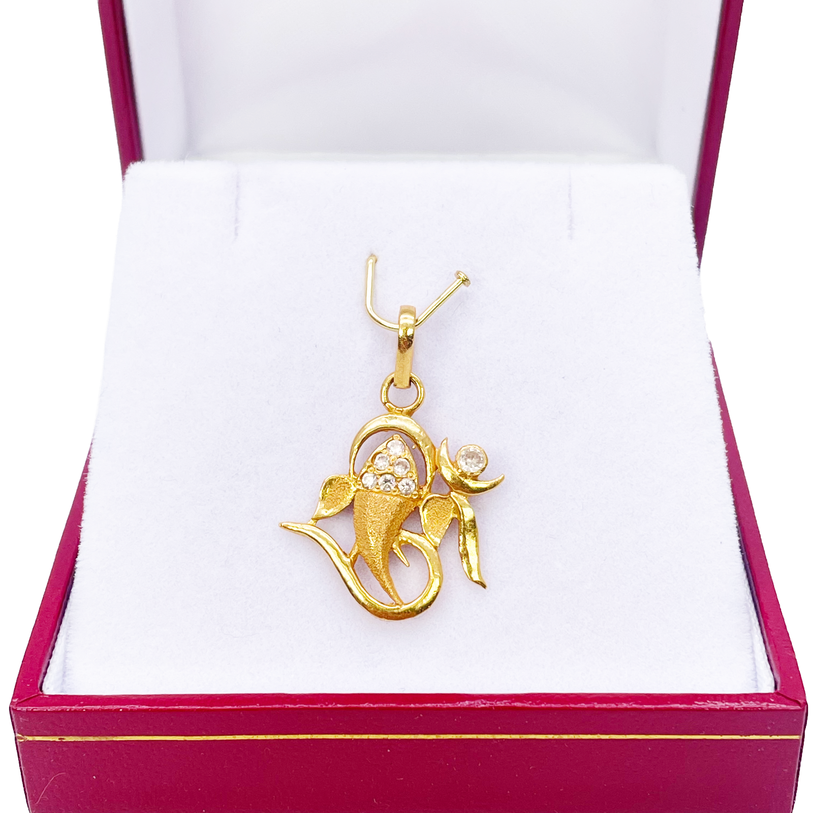 22ct Yellow Gold Beautiful High Polished & Matt Ganesha Pendant 22mm Length  Pendant