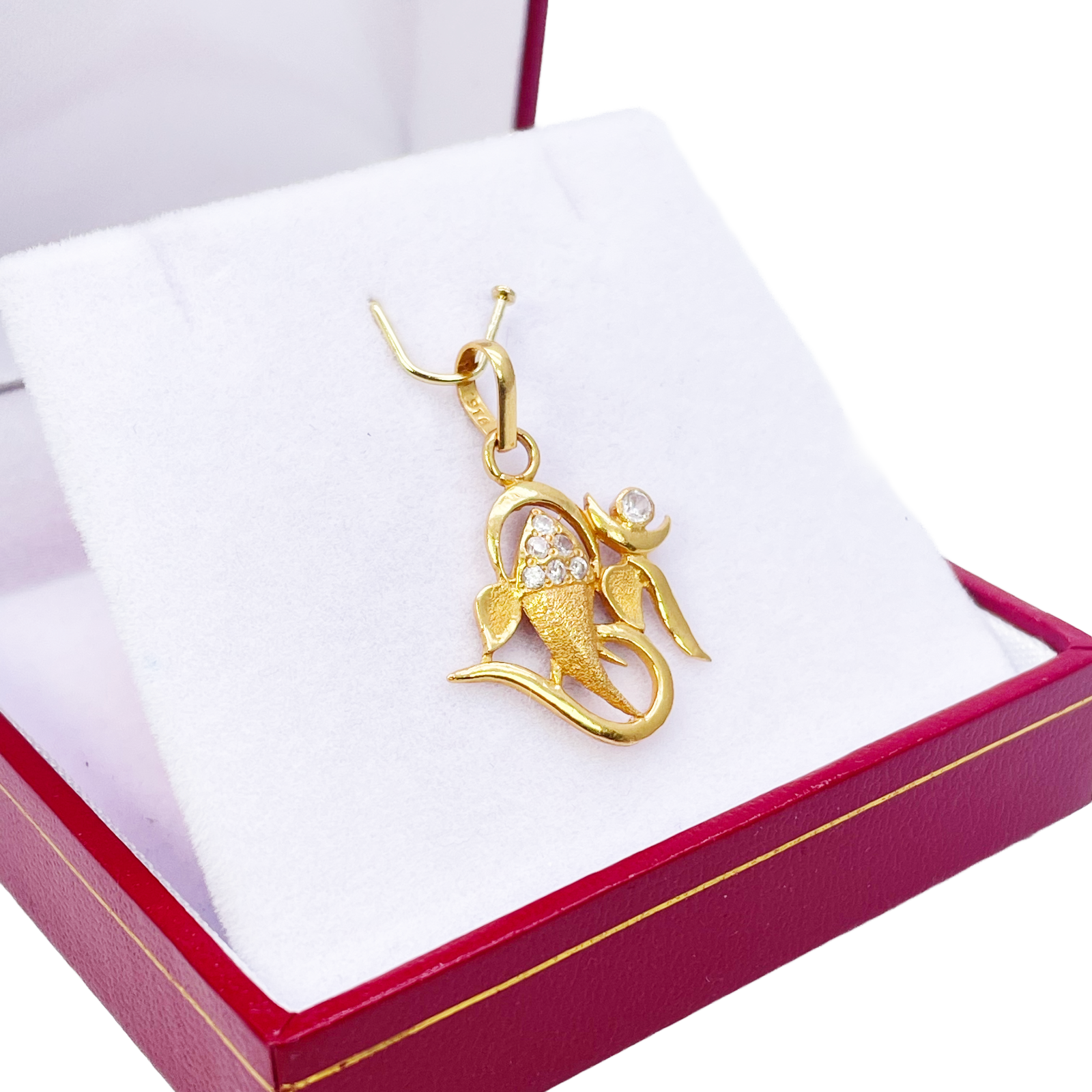 22ct Yellow Gold Beautiful High Polished & Matt Ganesha Pendant 22mm Length  Pendant