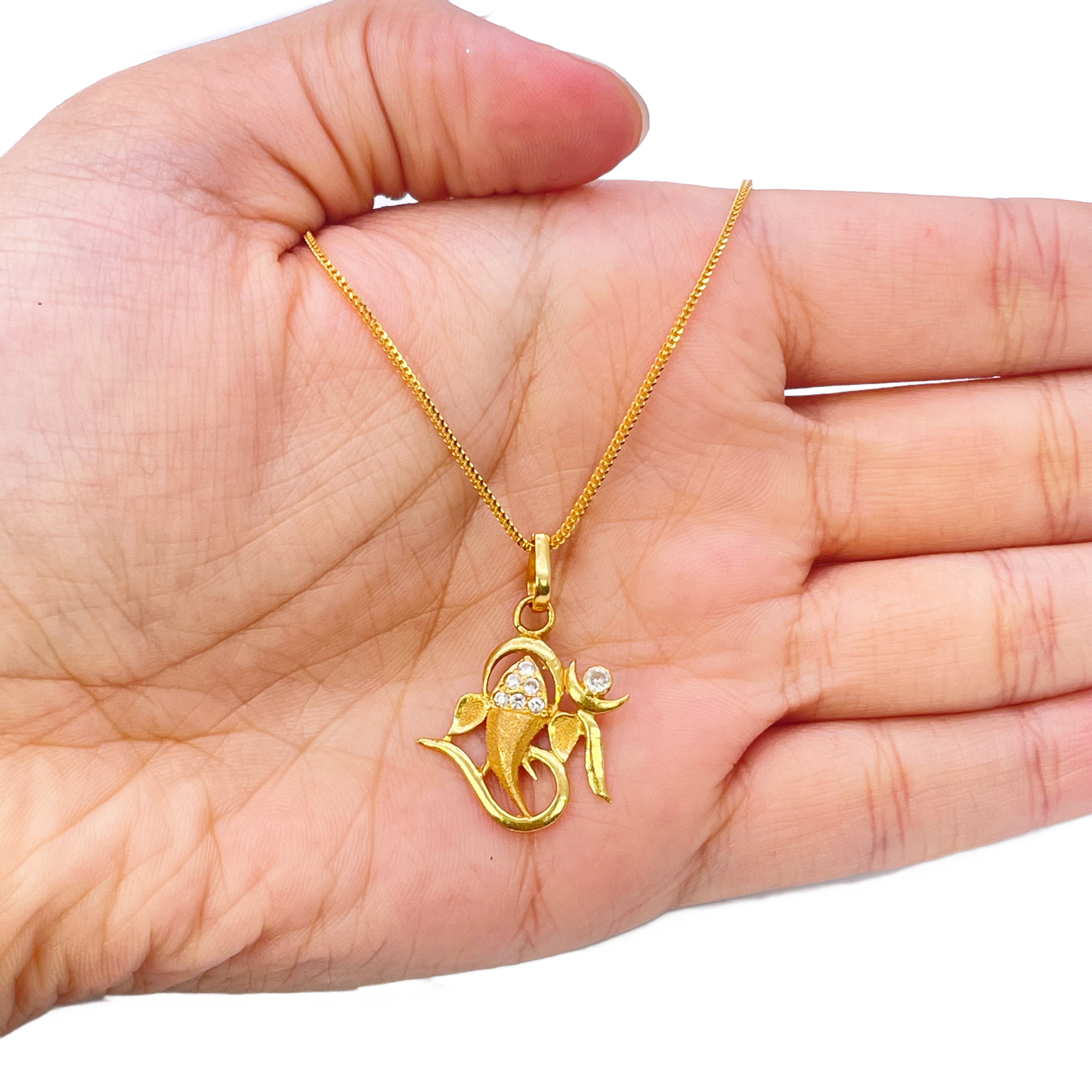 22ct Yellow Gold Beautiful High Polished & Matt Ganesha Pendant 22mm Length  Pendant