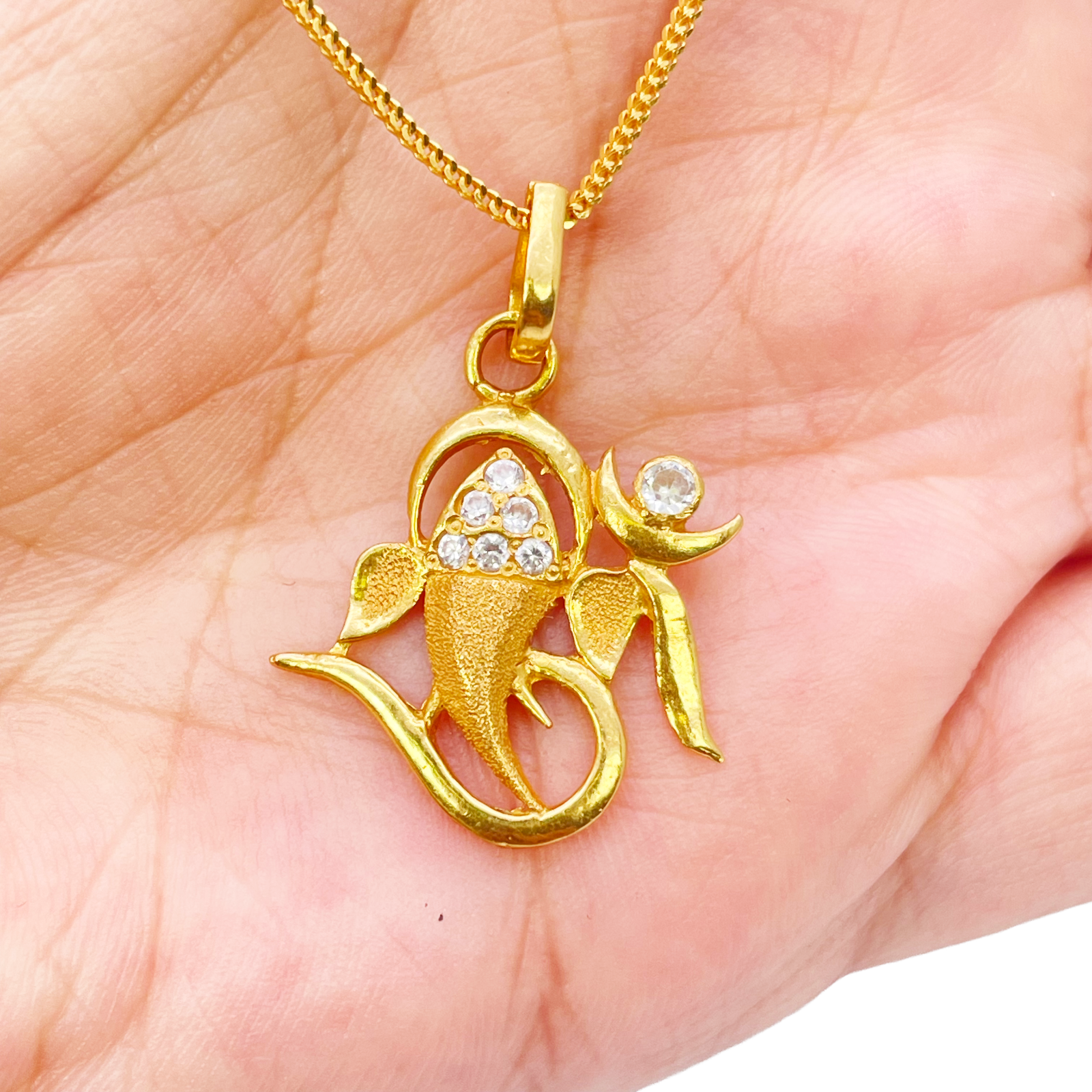 22ct Yellow Gold Beautiful High Polished & Matt Ganesha Pendant 22mm Length  Pendant