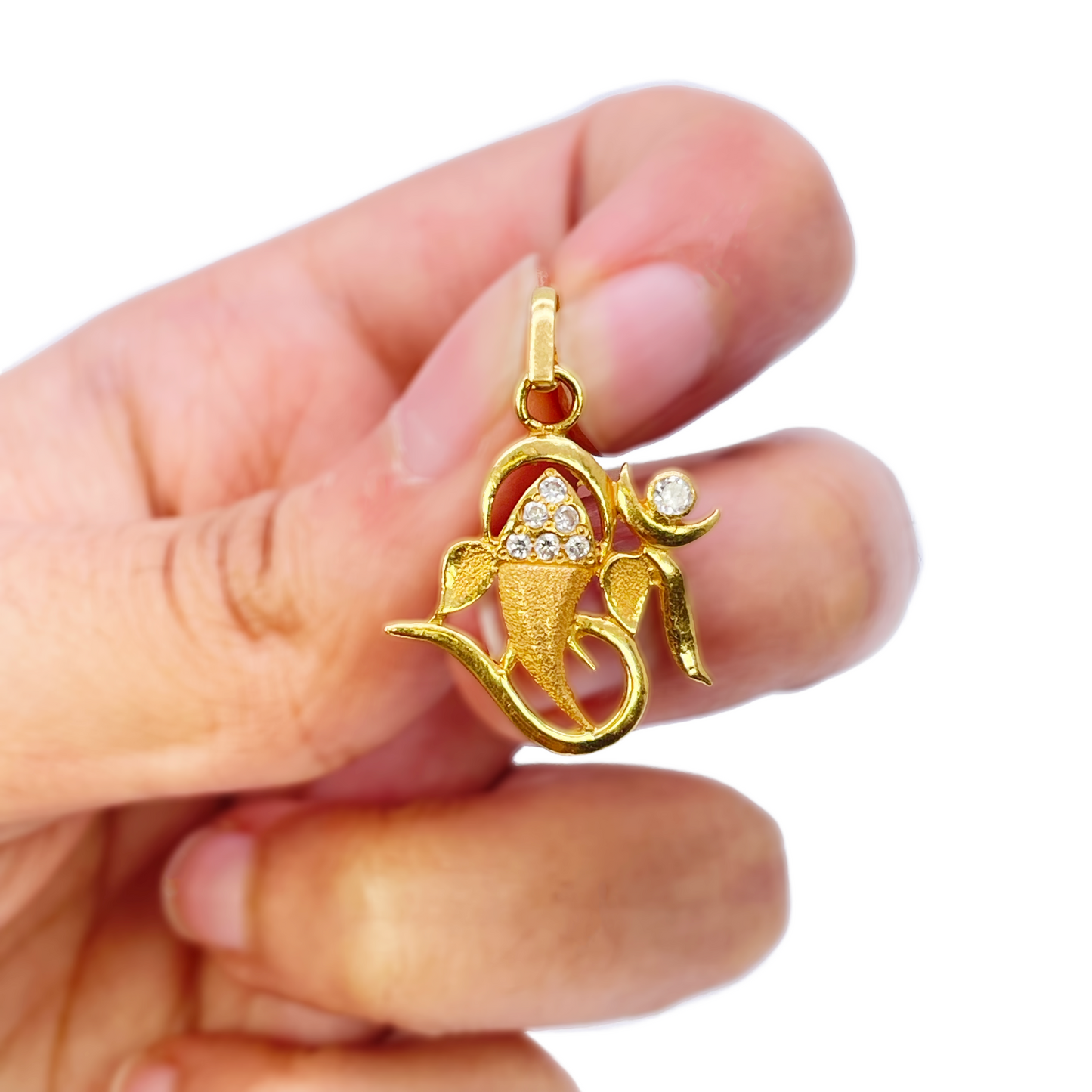 22ct Yellow Gold Beautiful High Polished & Matt Ganesha Pendant 22mm Length  Pendant