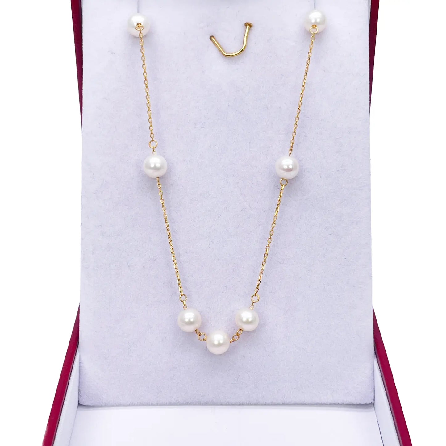 22ct Yellow Gold Beautiful Ladies Freshwater Pearl Necklace 16'' inches 