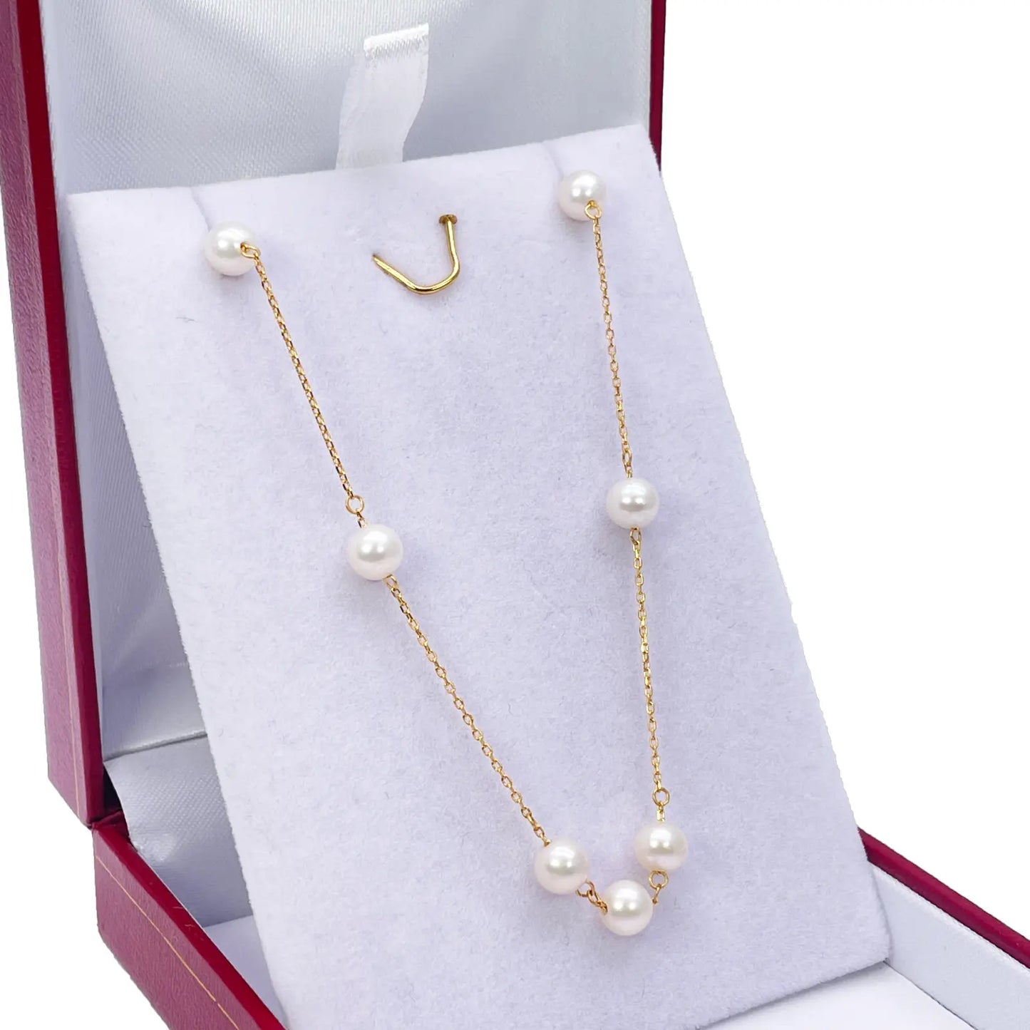 22ct Yellow Gold Beautiful Ladies Freshwater Pearl Necklace 16'' inches 