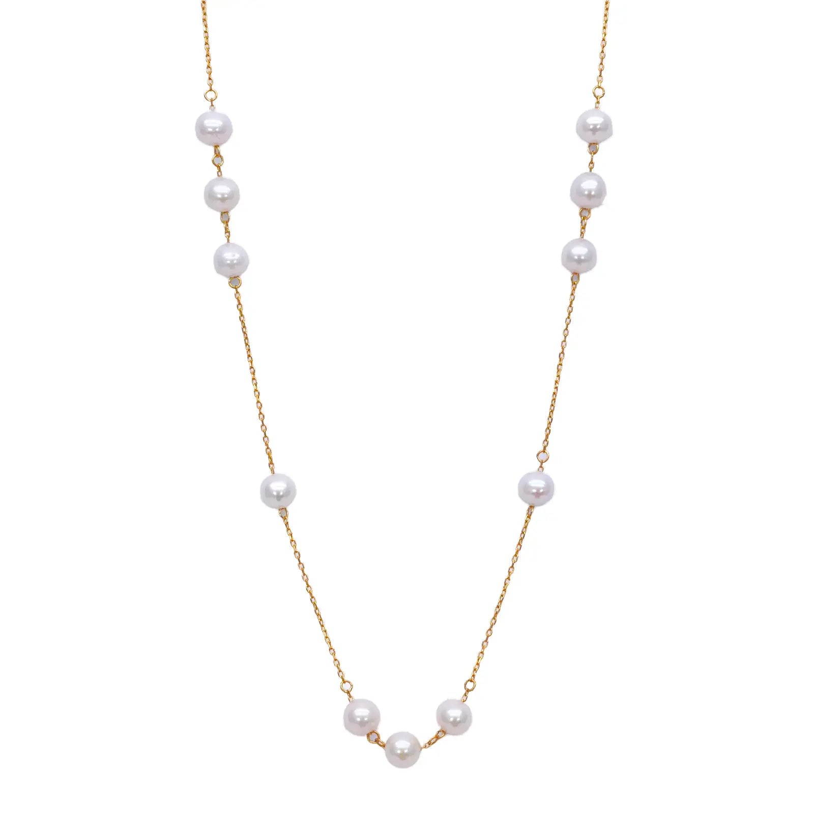 22ct Yellow Gold Beautiful Ladies Freshwater Pearl Necklace 16'' inches 